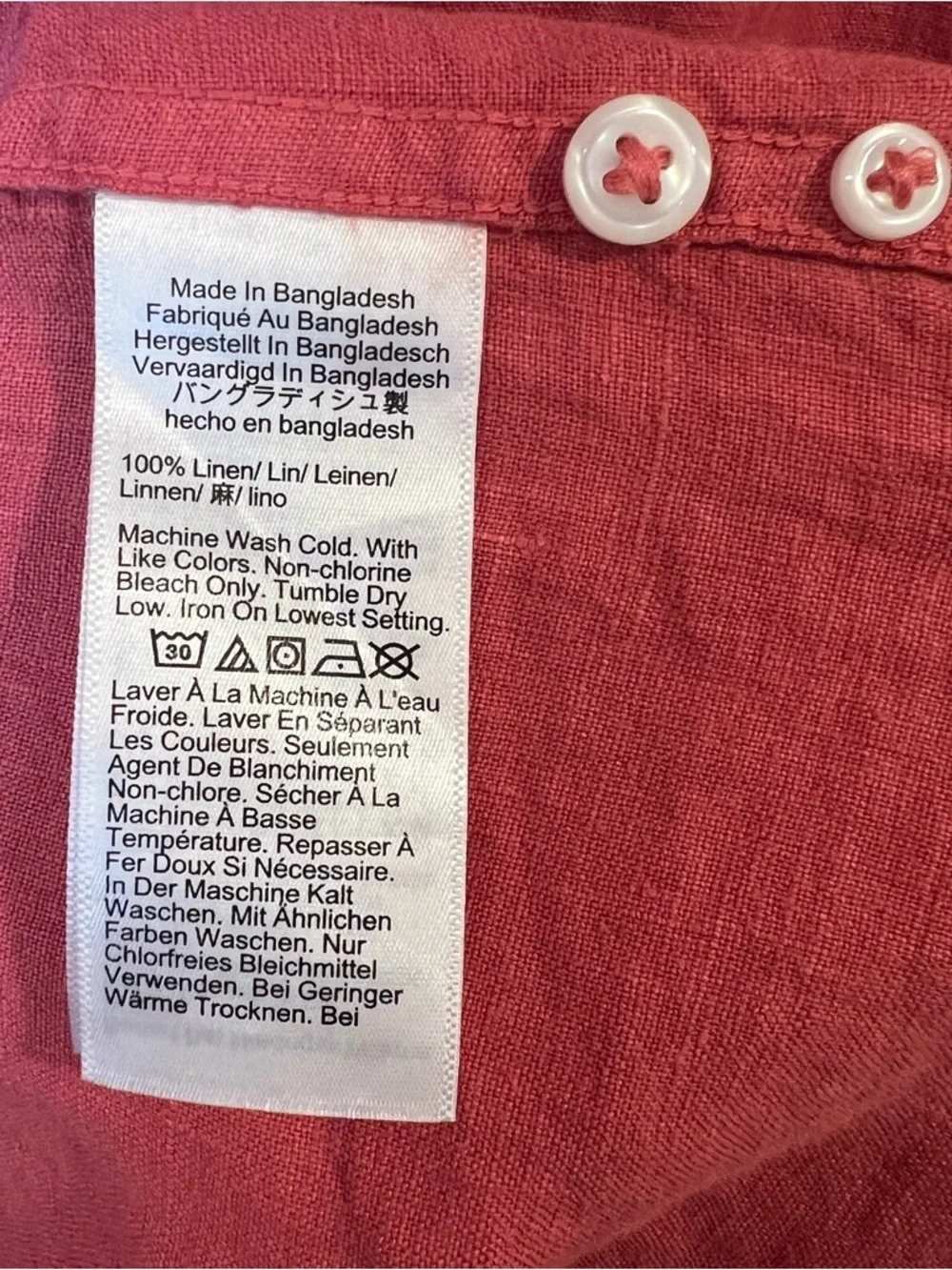J. Crew Classic Fit Linen Button Front Shirt Red Size Medium NWT Spring Preppy